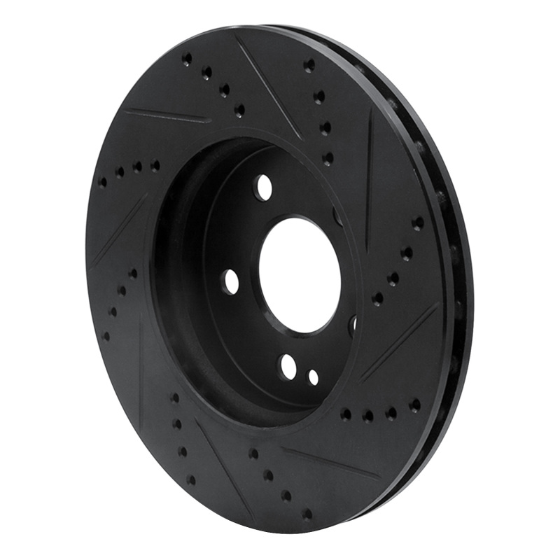 Mercedes-Benz B200 Brake Rotor (1) - Front Left - R1 Concepts - Drilled & Slotted - Black - `06-`11